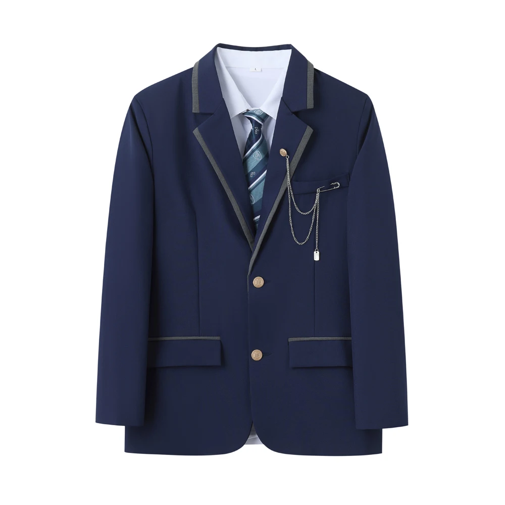 

High-quality men's fashionable and stylish casual solid-color single suit with pendant attached suit jacket