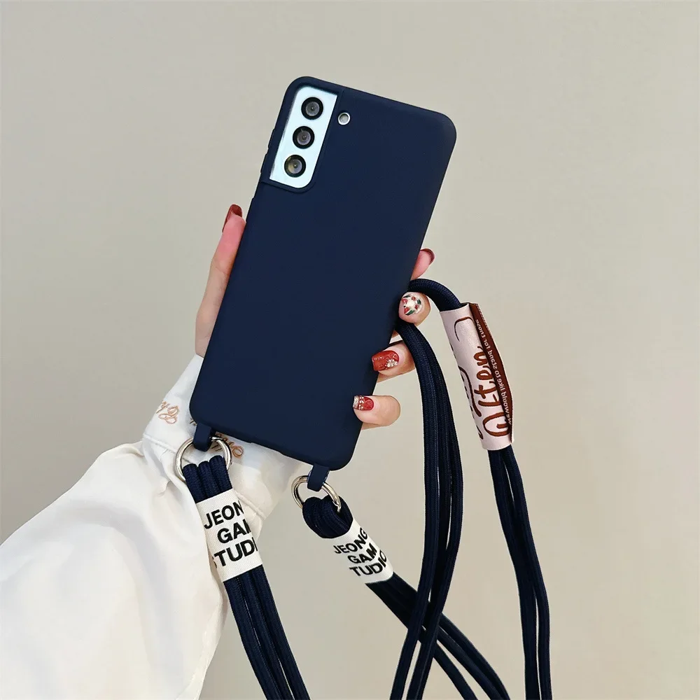 Etui na telefon ze smyczą do Samsung Galaxy S24 S23 FE S25 Ultra S22 S21 Plus A16 A06 A55 A35 A25 A15 A05 A05S Crossbody Soft Cover
