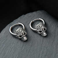 Europe and The United States Exaggerated Personality Stainless Steel Skull Earrings Cold Wind Dark Hip-hop Punk Neutral Earrings