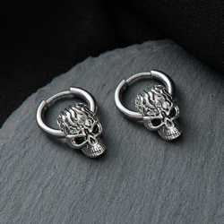 Europe and The United States Exaggerated Personality Stainless Steel Skull Earrings Cold Wind Dark Hip-hop Punk Neutral Earrings