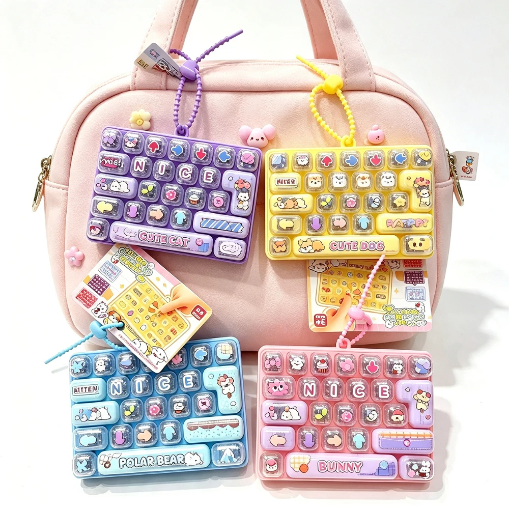 26 Grid Keyboard Keycap Clicker Keychain Backpack Pendant Funny Fidget Keyboard Anti Stress Keychains Bag Charms Gift