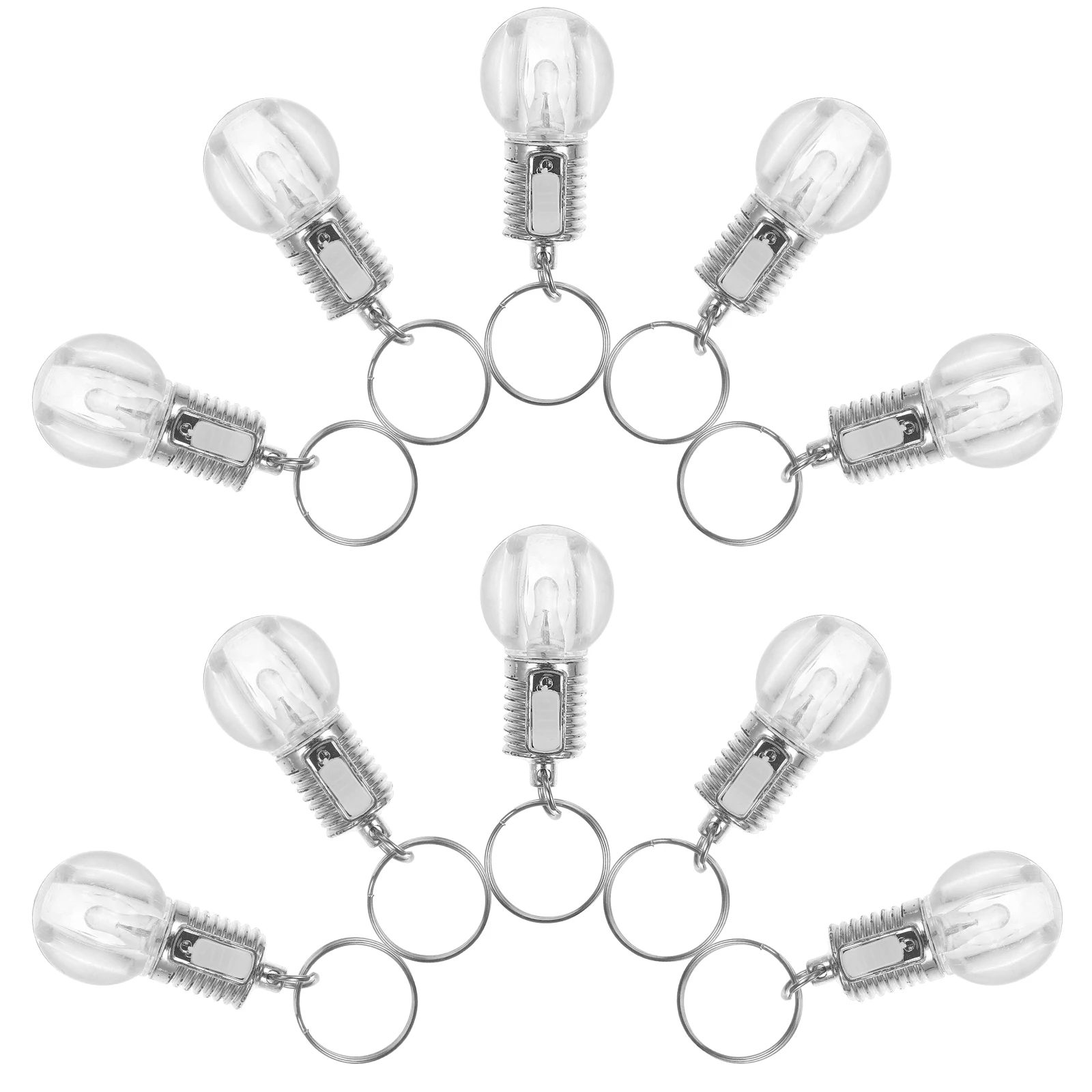 

10 Pcs LED Bulb Keychain Mini Flashlight Colorful Changing Multifunction Keyring Ornament Acrylic Stainless Bright Gift