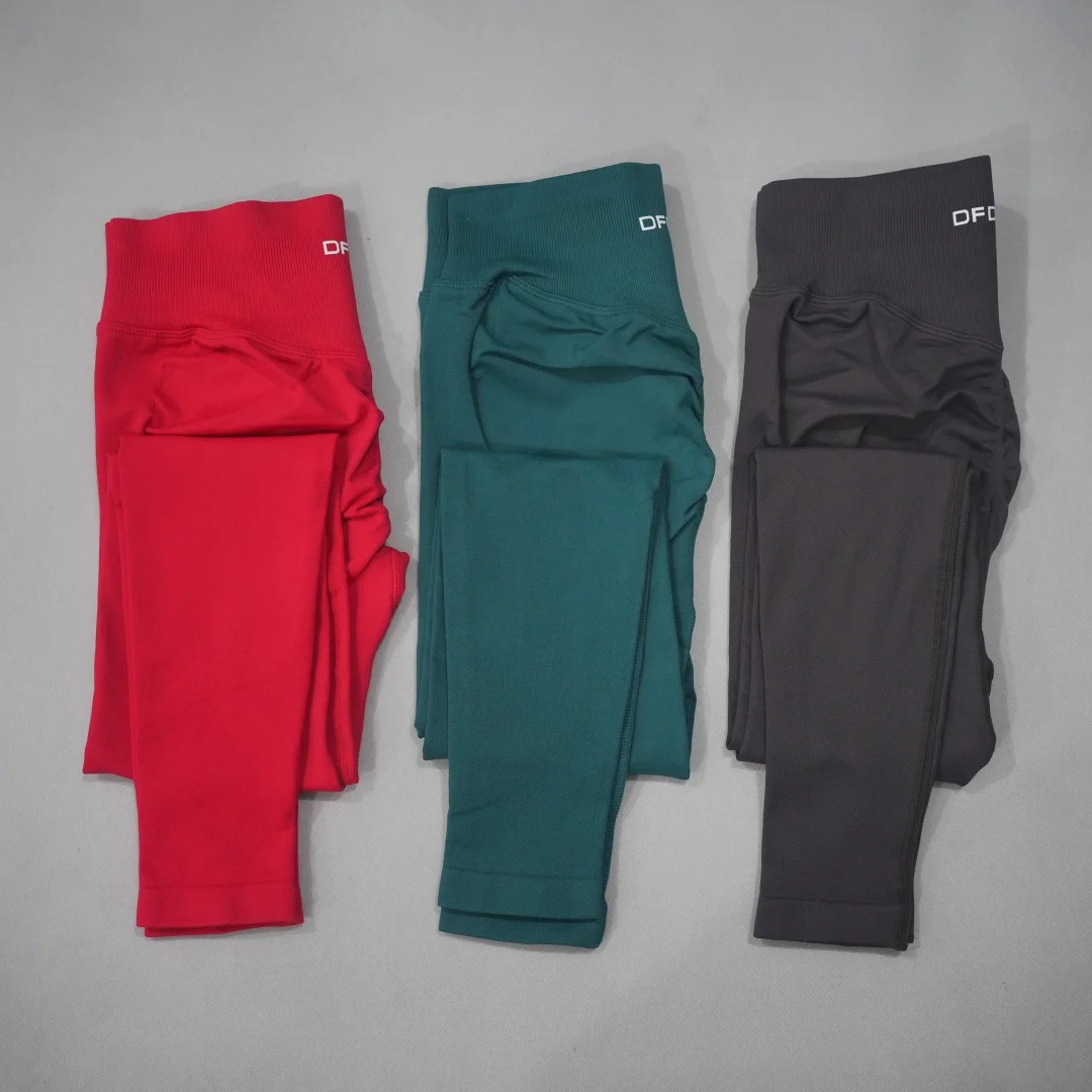 DF LOGO New Women Seamless High Waist Yoga Leggings Butt Lifting Compression Tummy Control Gym Running Workout Slim Sports Pants
