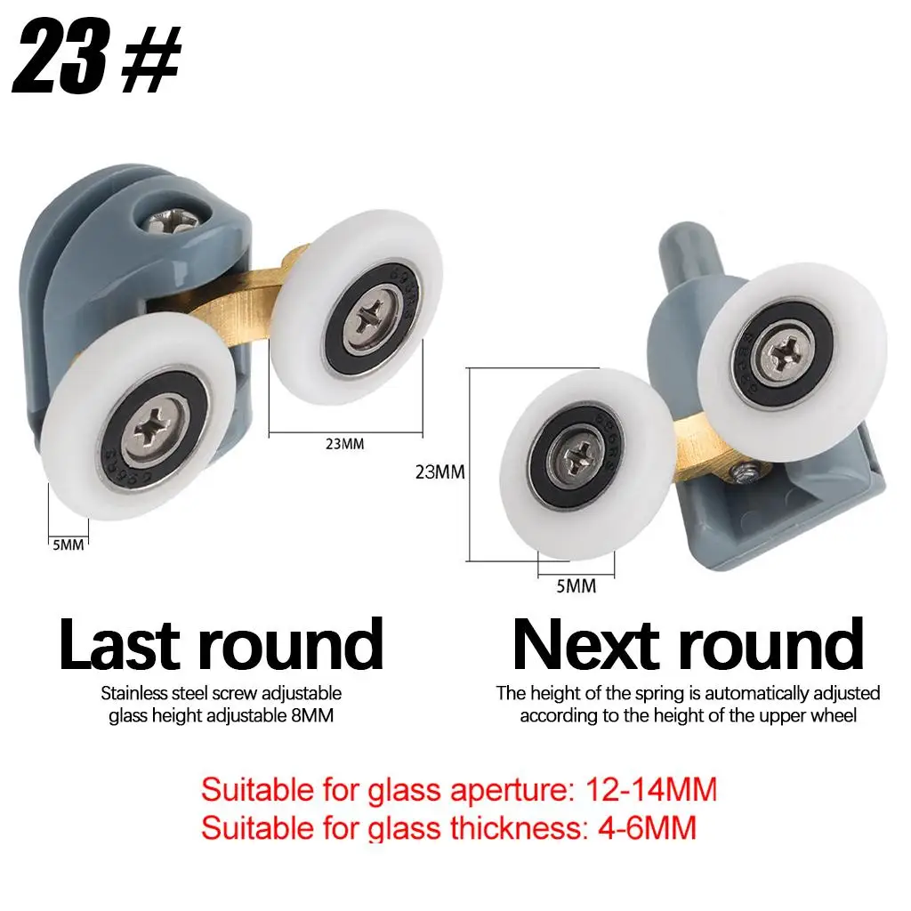 Glass Sliding Shower Doors Twin Rollers Pulley Track Repair Parts for Bathroom Accessories Shower System