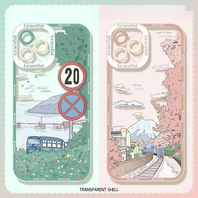 Anime Scenery Phone Case for Realme C53 C55 C67 C63 C33 C30 C35 C51 C21Y C25Y C20 8i 9i 9 10 12 Pro Plus 8 5G Clear TPU Cover