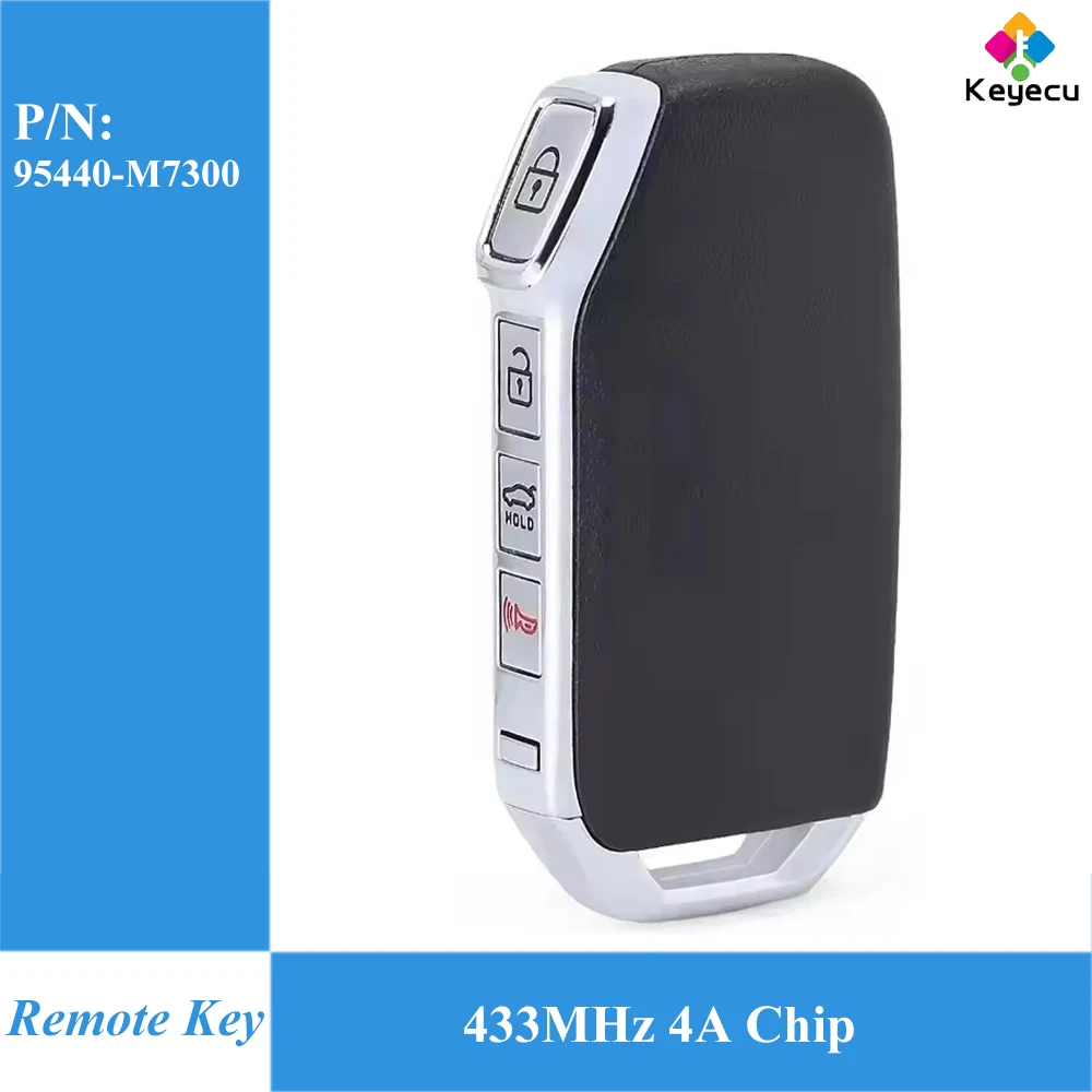 

KEYECU Smart Remote Car Key With 4 Buttons 433MHz 4A Chip Fob for KIA Forte 2022 2023 2024 P/N: 95440-M7300 FCC ID: CQOFN01050