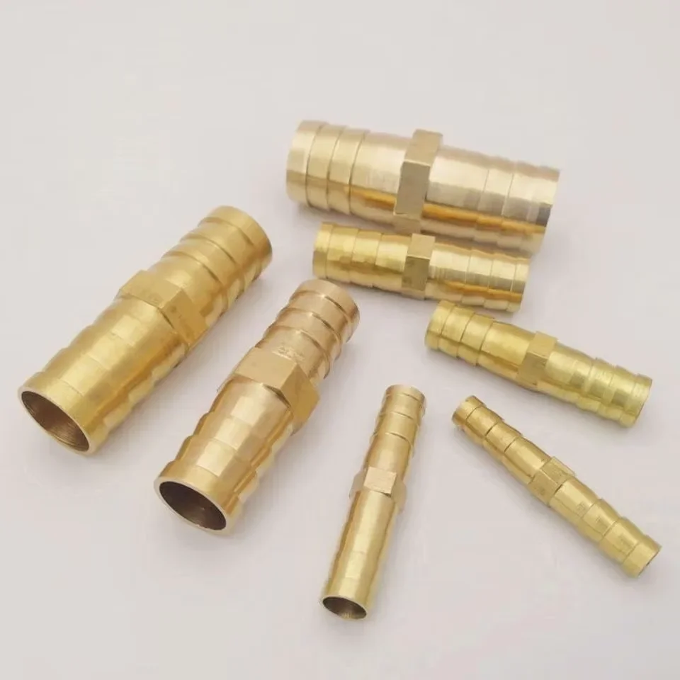 

3 4 5 6 8 10 12 14 16 19 MM Brass Straight Hose Pipe Fitting Equal Barb Water Pipe Joint Gas Copper Coupler Connector Adapter