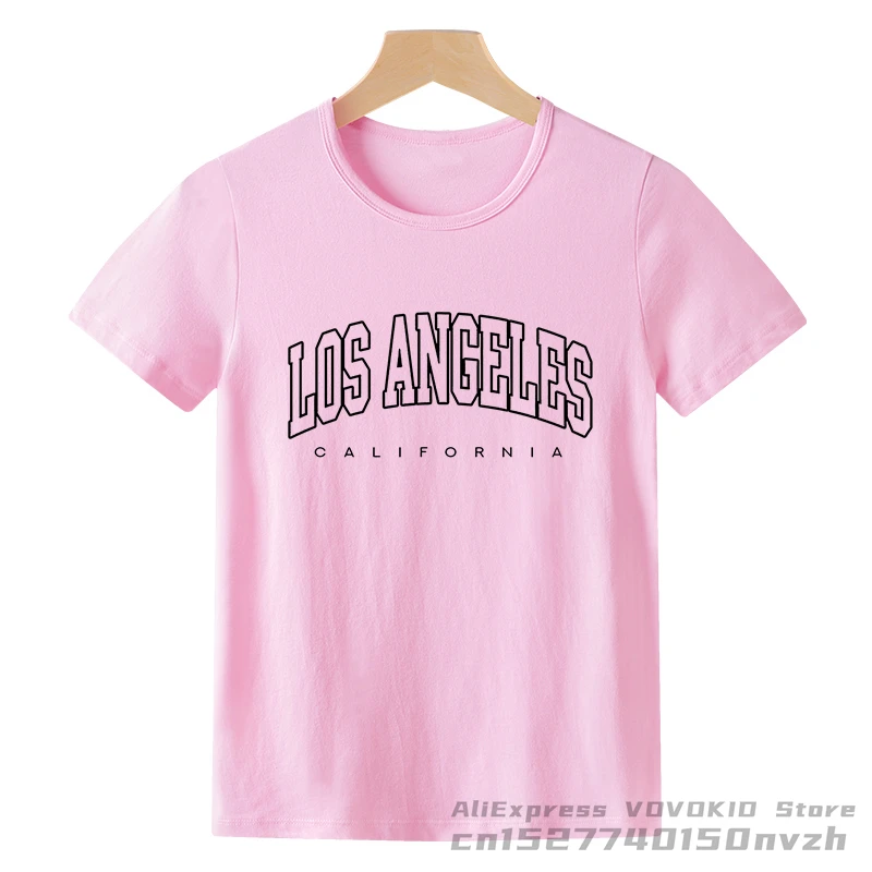 Boy USA California Los Angeles Letter Funny T Shirt Kid Fashion Tops Tee Girl Little Baby Graphic Streetwear Clothes