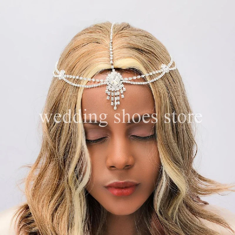 

Rhinestone Hair Chain Women's Sexy Fashion Fringe Wedding Headwear Hip Hop Fringe Headdress Designer Party Headband Hair Chain