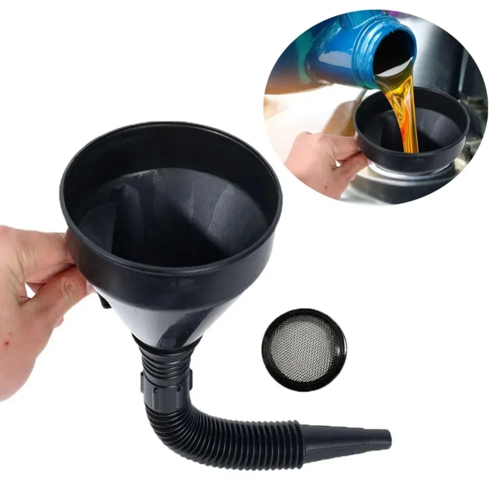Engine Refueling Funnel with Filter for Car Motorcycle Truck Oil Filling Strainer Extension Pipe Hose Funnels Tool
