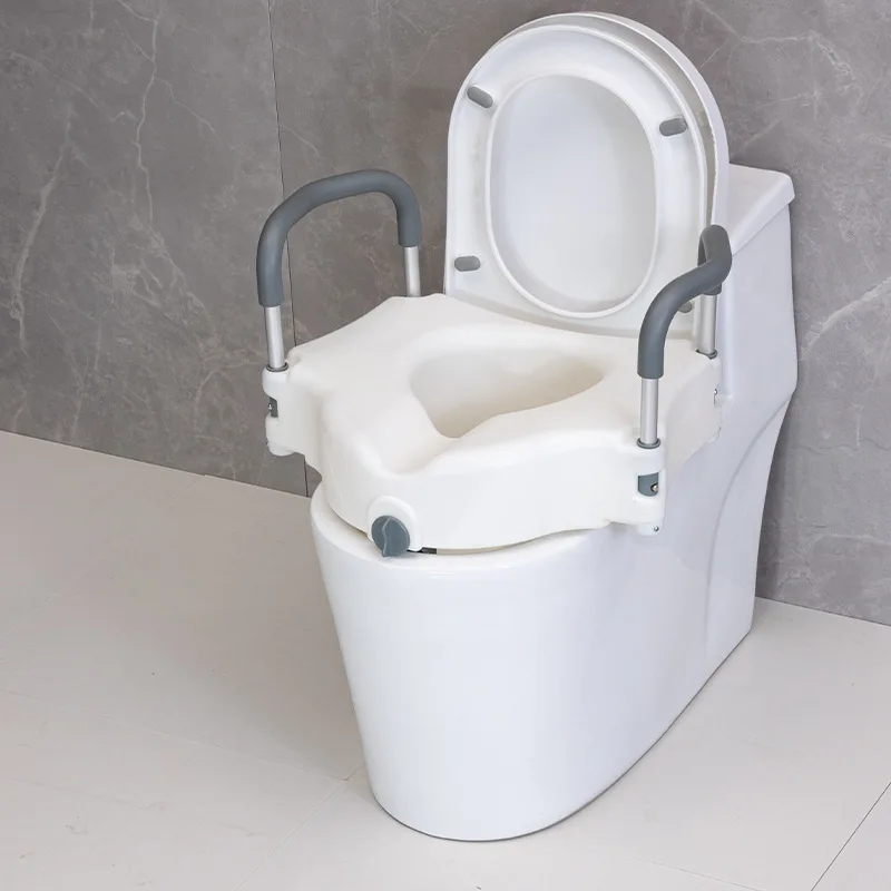 Aluminum Toilet Riser with Removable Handrails, Elevated Toilet Seat for Elderly, Pregnant Women & Postoperative Rehabilitation