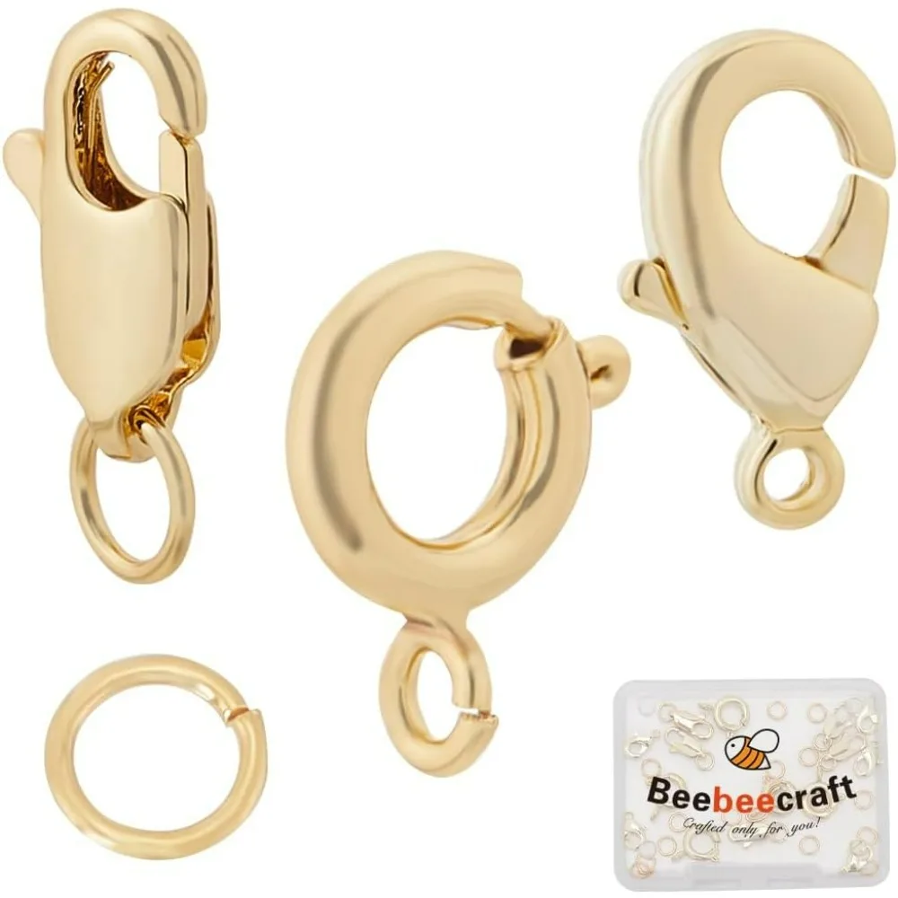 

1 коробка, 18 шт., 3 стиля, ювелирная застежка-лобстер, 18-каратное позолоченное пружинное кольцо, замена ожерелья с когтями, 20 шт., 5 мм, открытая