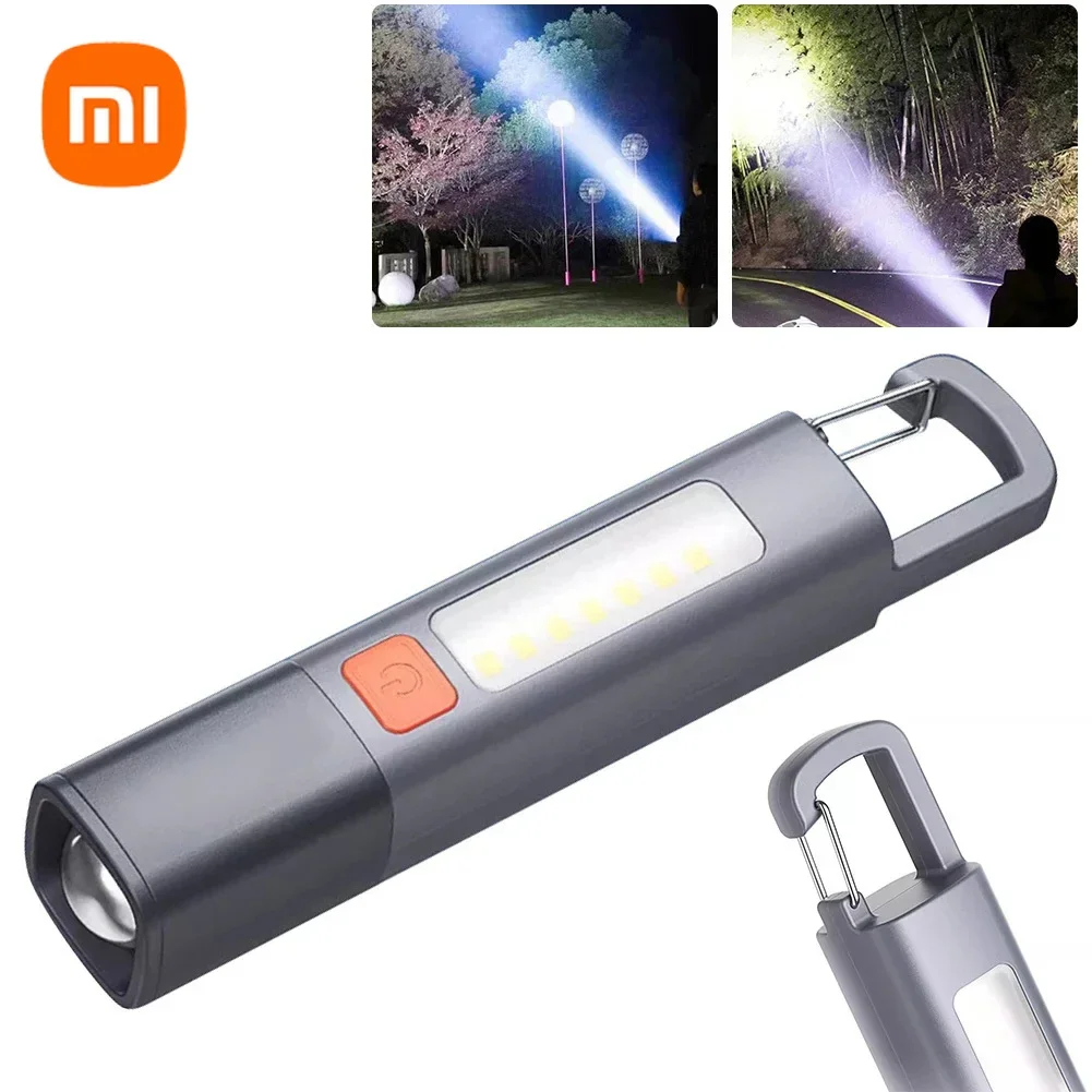 Xiaomi-Mini lanterna portátil ao ar livre, luz forte, foco variável com holofote, luzes laterais, lanternas LED de emergência, ferramentas