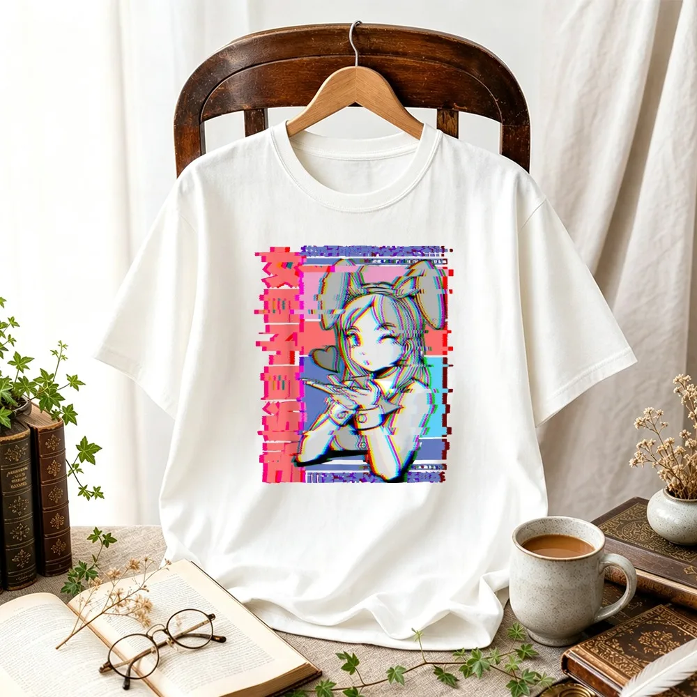 Glitch Effect Anime Girl Graphic T Shirt Japanese Harajuku Streetwear Kawaii Aesthetic Unisex Short Sleeve Cotton Summer Tops