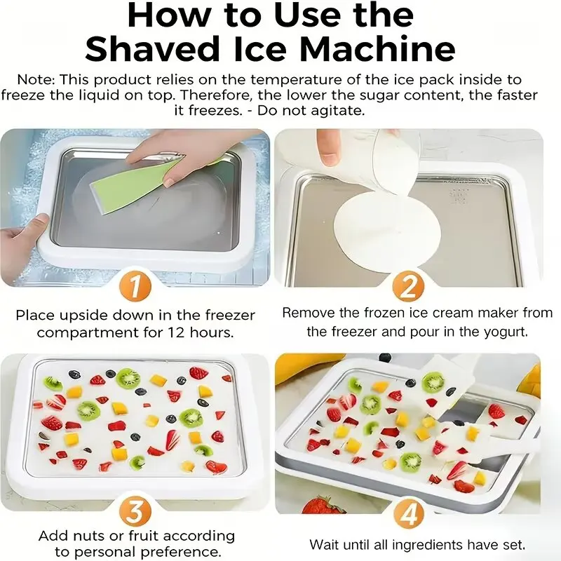 Multi-Functional Cordless Compact Stir-Fry Ice Making Plate, Household Kitchen Tool for DIY Ice Cream Yogurt Slush Frozen Snacks