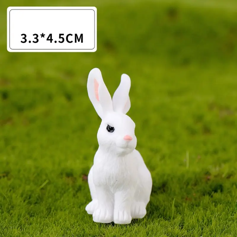 흰 토끼 인형 4 개의 미니 분재 화분 세트 실내 실외 잔디 장식 액세서리 45BE 용 액세서리 장식