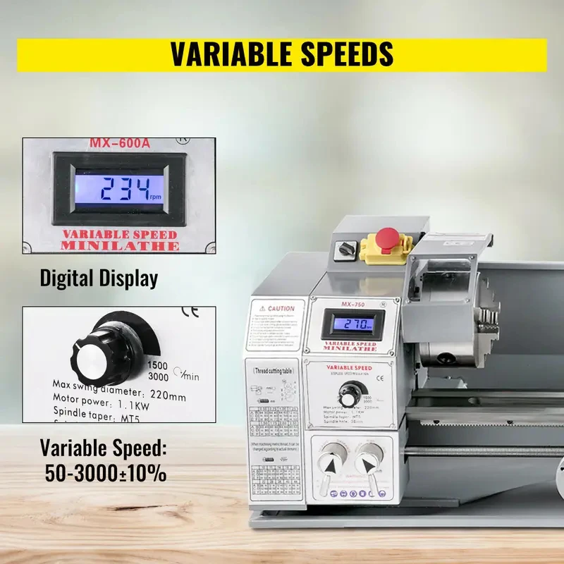 2026 Hot Selling-SIHAO Metal Mini for Counter Face 1100W Turning Drilling Manual Lathe hine 8.7x29.5