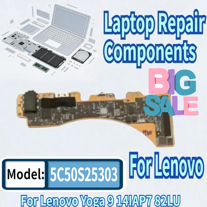 For Lenovo Yoga 9 82LU 14IAP7 Laptop Audio USB-C Type-c Jack Power Button Board switch Repairing HYG90 NS-D991 5C50S25303