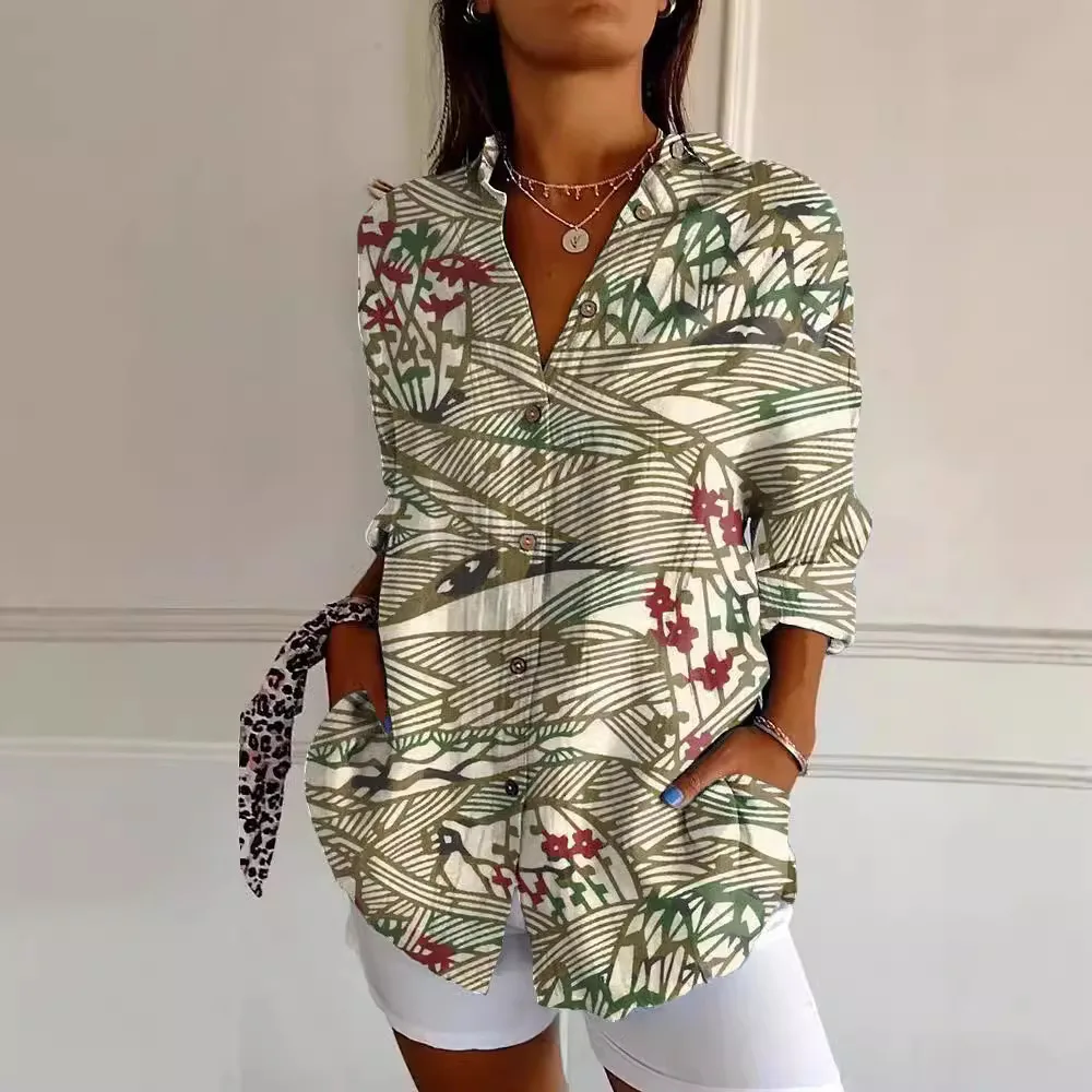 Camicia Donna Manica Lunga Stampa Colletto - usage example