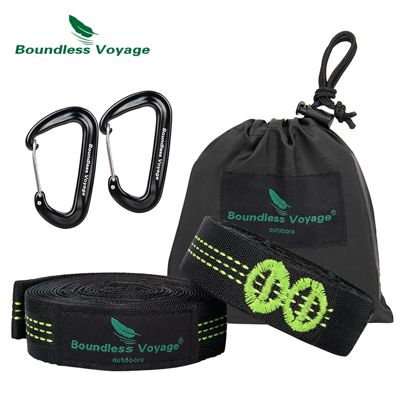 Boundless Voyage Hammock Straps with 2 Caranbiners Outdoor Camping Garden Swing Rope Multi-function Tree Hanging Straps & Hooks