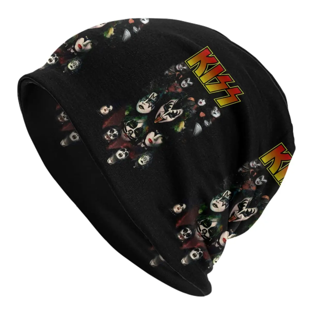 Custom Kiss Rock Roll Bonnet Hats Fashion Knitted Hat For Women Men Warm Winter Heavy Metal Music Skullies Beanies Caps