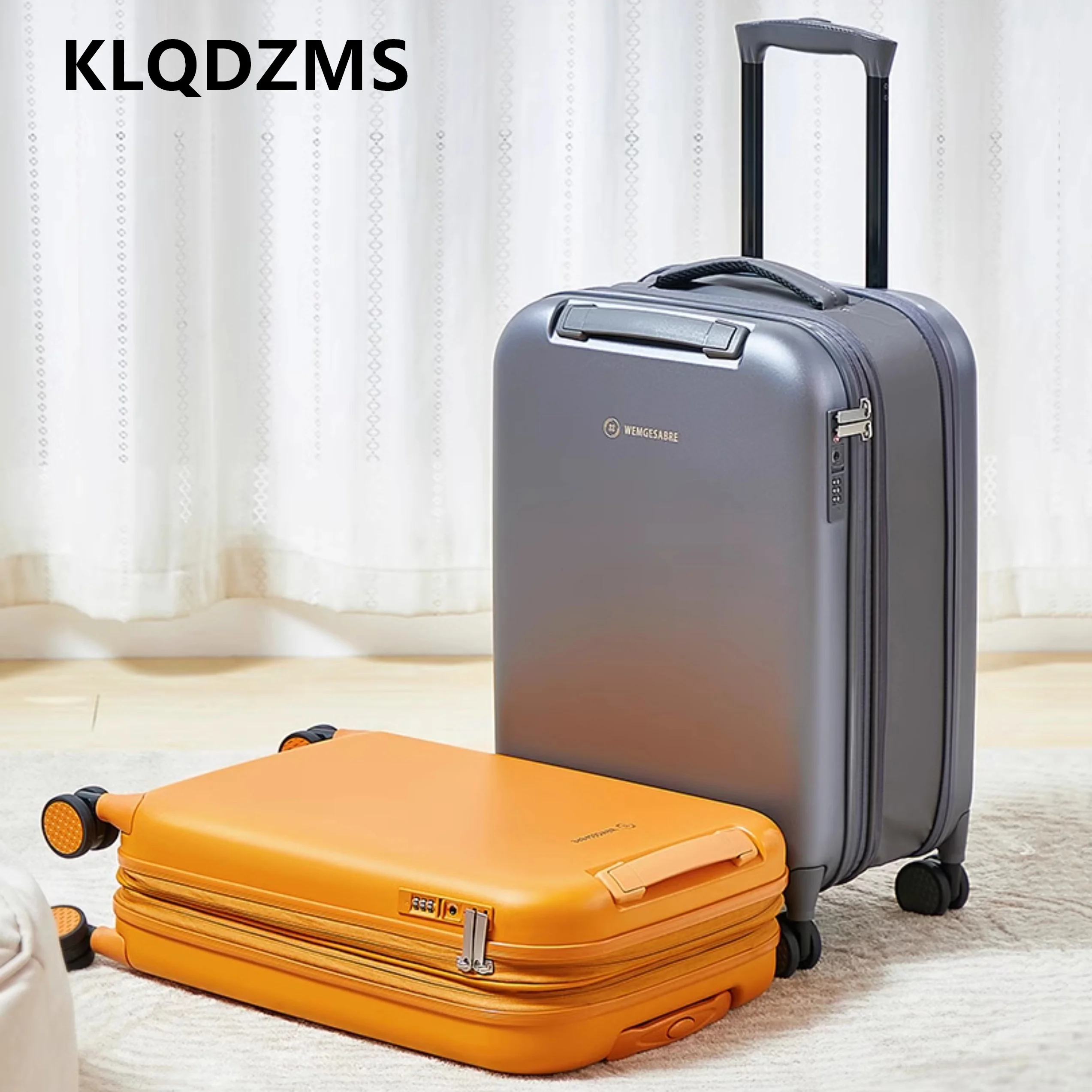 

KLQDZMS 20"24"28Inch Ultra-lightweight Luggage Foldable Boarding Box Student Trolley Case AB + PC Unisex Rolling Suitcase