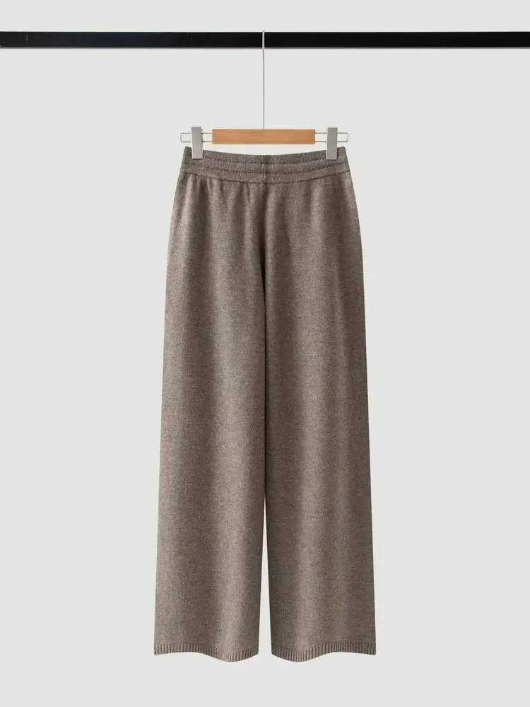 2026 Autumn/Winter Women's Wool and Cashmere Blend Wide-Leg Knit Pants