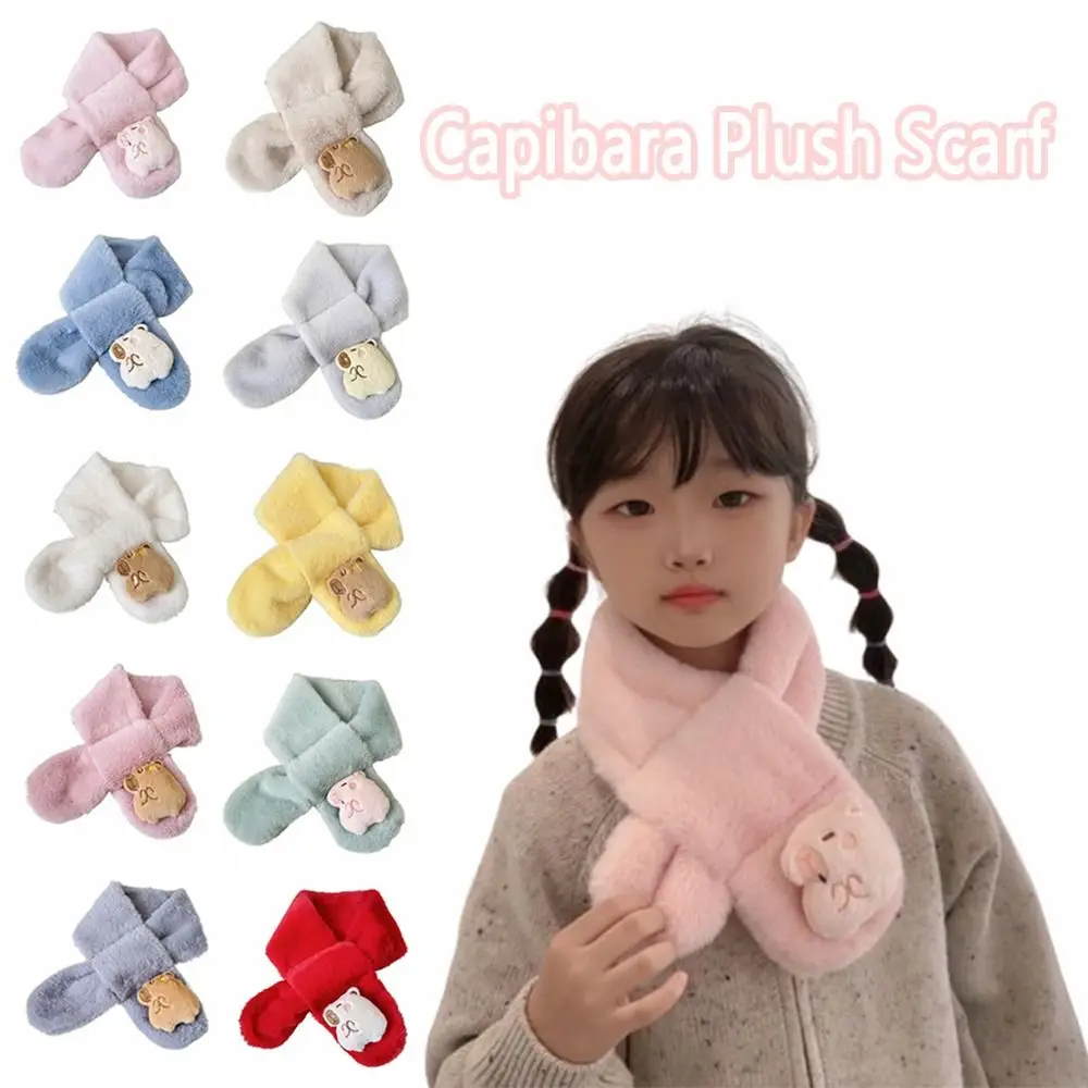 2 قطعة Kawaii كابيبالا وشاح قطيفة كابيبالا على شكل تقليد الأرنب الفراء الأطفال كابيبالا وشاح الدفء بلون