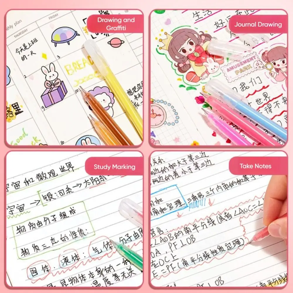 9Colors/Set Quick Drying Hand Accounting Pen Set 9 Colors Writing Tools Mark Pens Large-capacity Color Gel Pen School Office