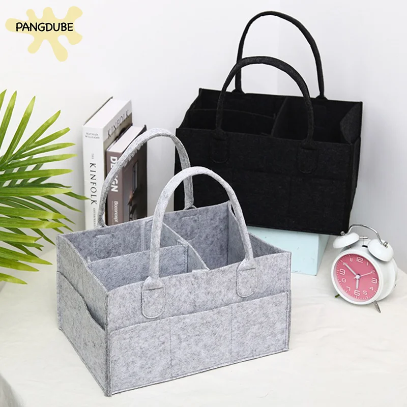 PANGDUBE Felt Baby Diaper Stackers & Caddies Newborn Diaper Bag Organizer Bag for Baby Things Mom Storage Bag 33*23*18cm