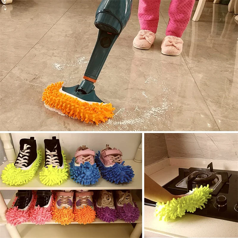 Dust Duster Mop Slippers Shoes Cover, Multi Function Washable Microfiber Foot Socks Floor Cleaning Shoes Cover