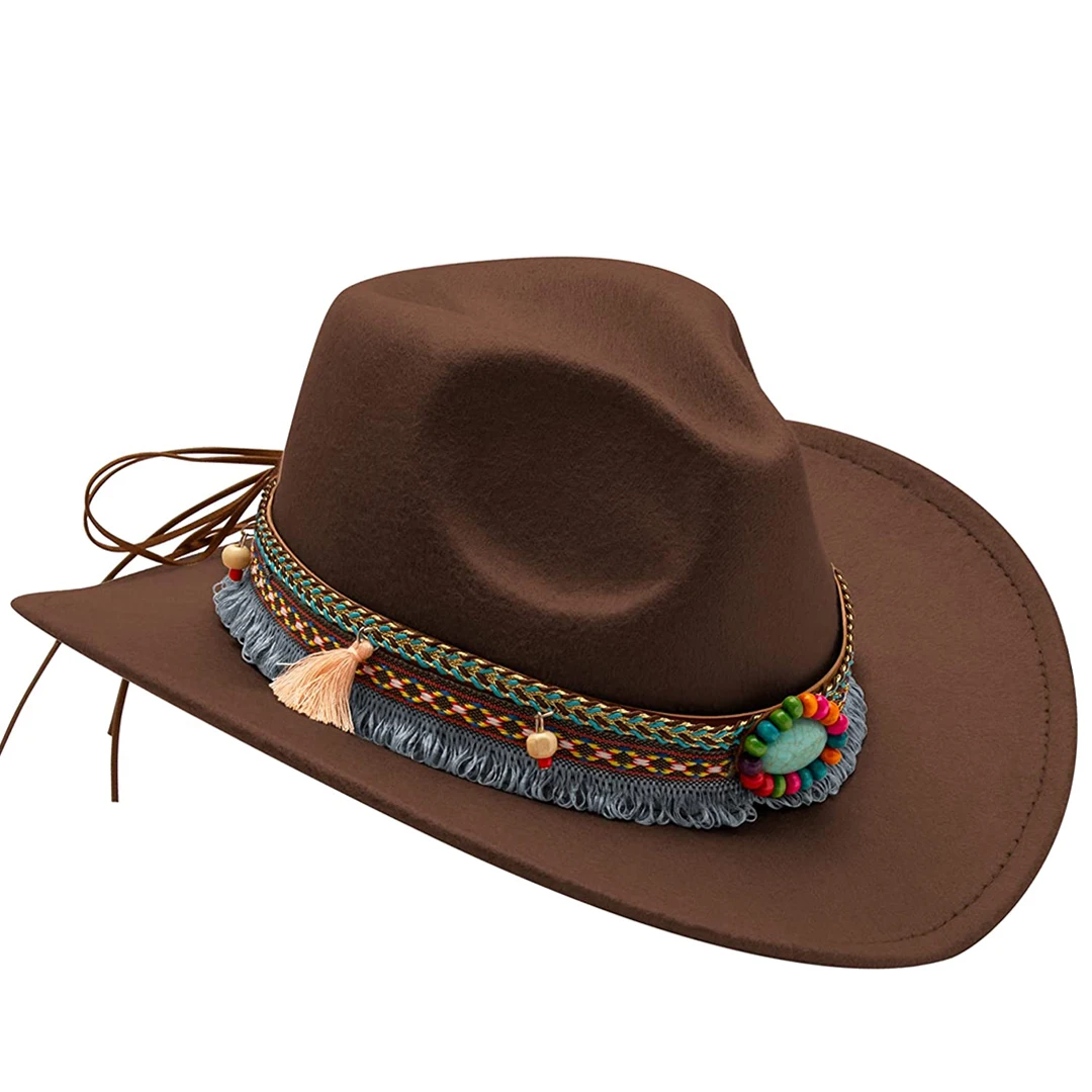 Unisex Western Cowboyhut aus Filz mit Quaste und Gürtel für Mädchen und Jungen, Cowboy-Accessoire für Kinder – Detail 6