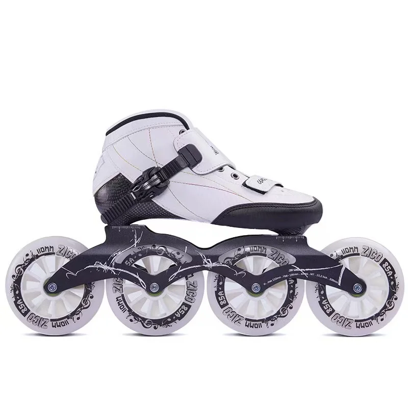 Carbon Fiber Inline Race Speed Skates for Professional Racing Player, High Elastic 85A Indoor Track PU Wheel Big 3 Wheel 4 Wheel