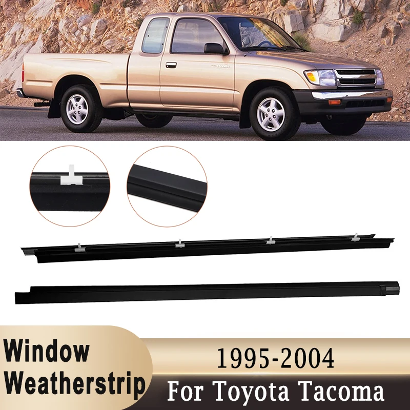 

2 шт., уплотнитель для передней двери, окна, стекла, уплотнительные полоски, накладка на ремень для Toyota Tacoma 1995-2004, водонепроницаемый черный