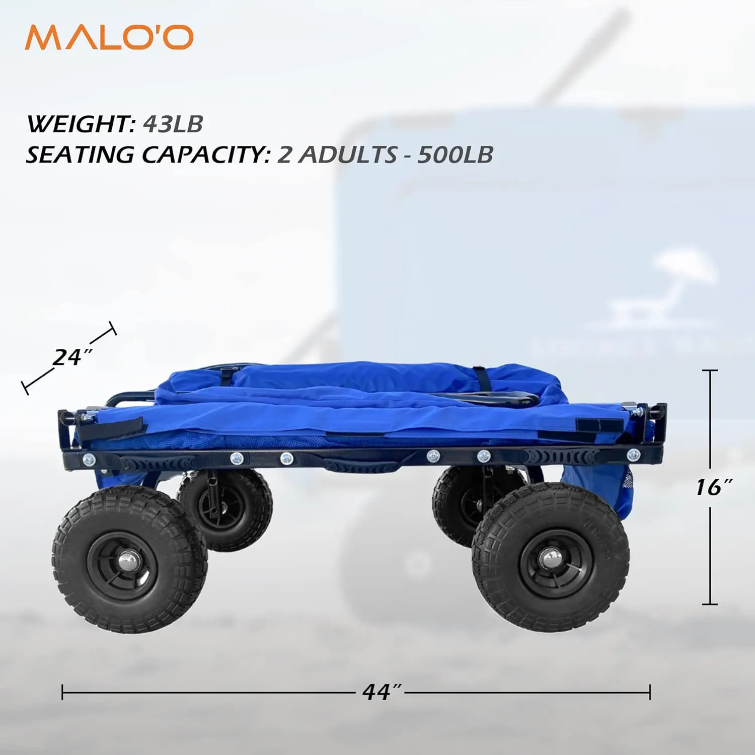 Lounge Wagon — Только Wagon, который превращается в стул на 2 человека — тележка 3-в-1 — в комплекте грузовая сетка — Ultimate Beach Wagons