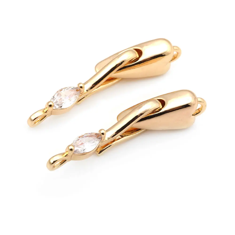 6 set di braccialetti a cuore in ottone e zirconi Color oro 18 carati collegano fermagli accessori per la creazione di gioielli di alta qualità per le donne