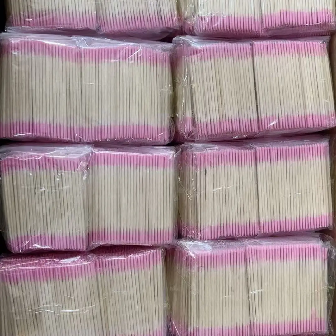 1000 Uds hisopo de algodón de doble cabeza punta puntiaguda de madera rosa palos de algodón desechables cepillo aplicador para maquillaje arte de uñas