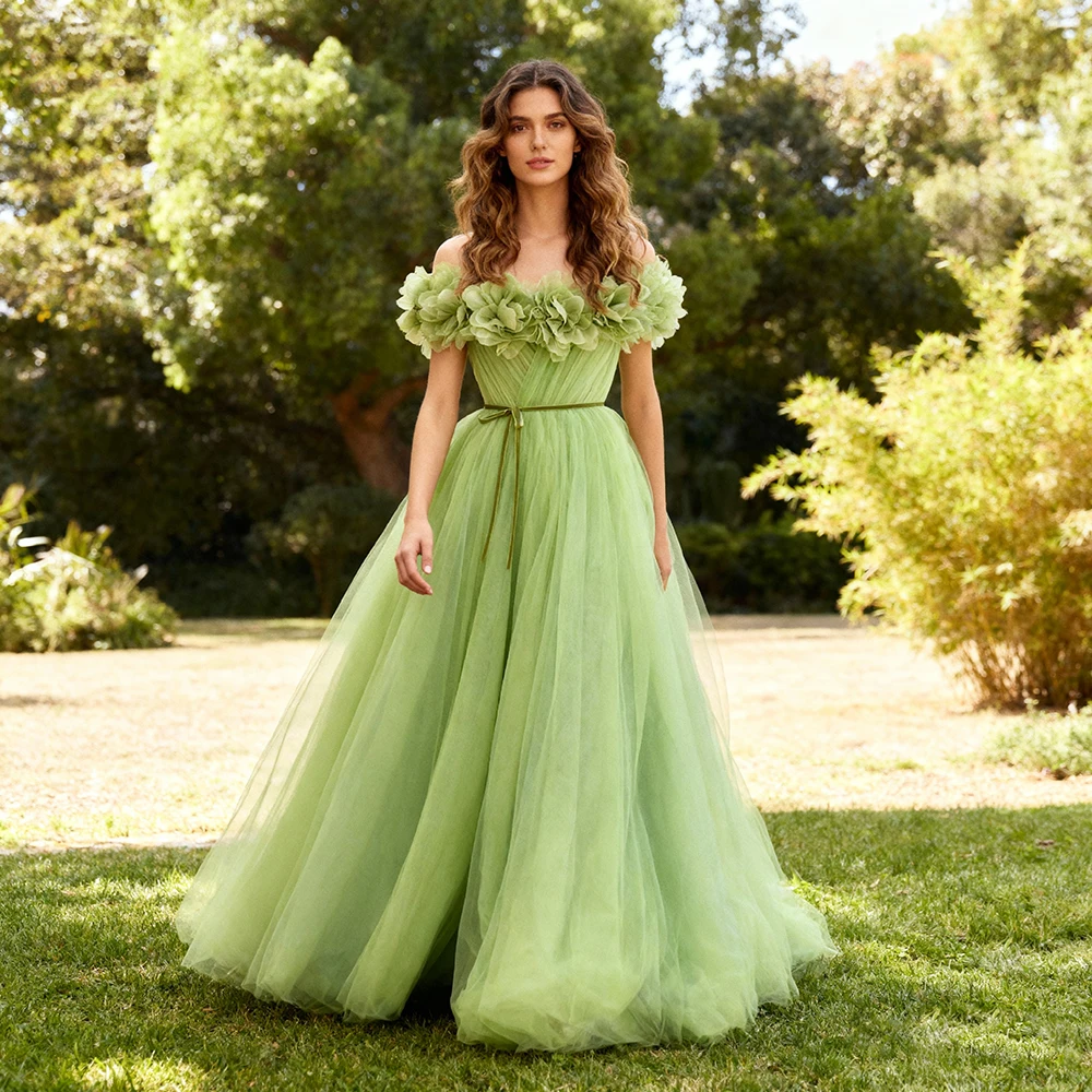 

Off Shoulder 3D Floral Appliques Wedding Dresses for Parties Luxury Elegant Evening Dresses for Special Occasions Elegant Gowns