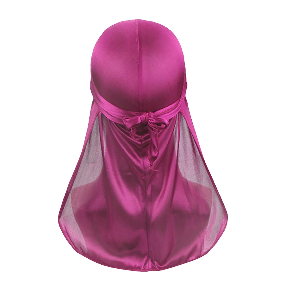 

Satin Durag Headscarf Long Tail Design Women Men Sleep Turban Elastic Bonnet Silk Material Soft Durable Comfortable Indoor