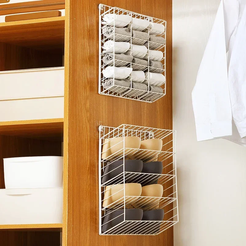 Underwear Storage Hanging Bag Wall Mounted Non-Perforated Wardrobe Pantyhose Organizer Space-Saving Design