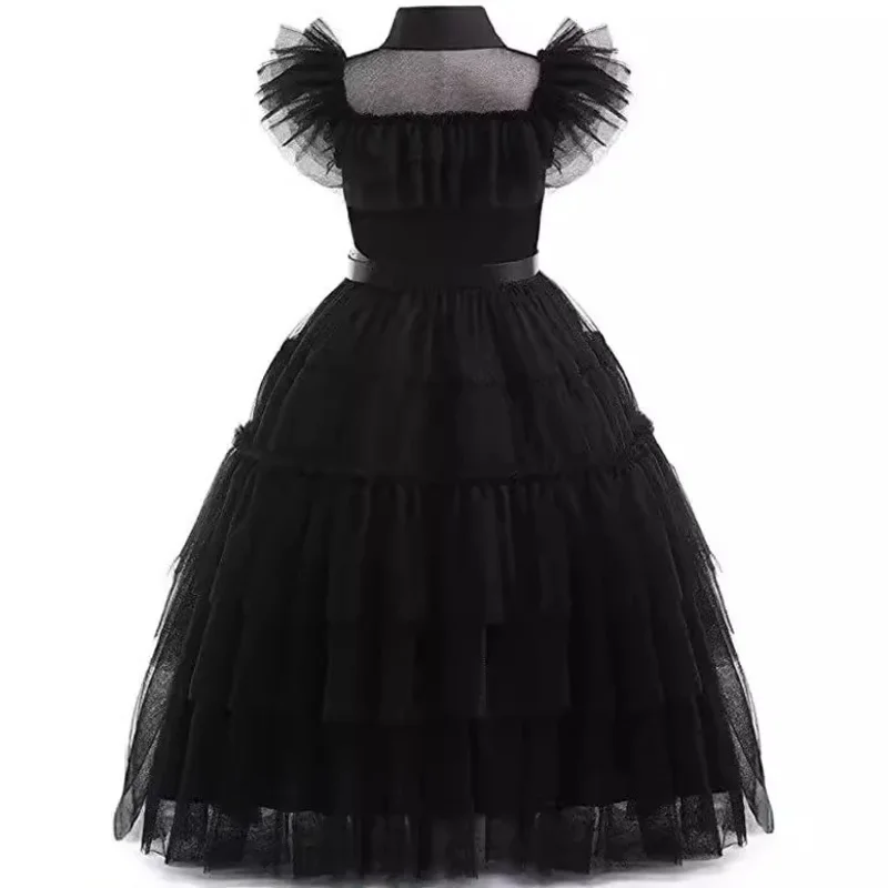 2025 مسلسل تلفزيوني أمريكي كلاسيكي شعبي الأربعاء فتاة كوسبلاي آدامز فستان أسود قصير الأكمام منتفخ + مجموعة إكسسوارات dl;1 #3