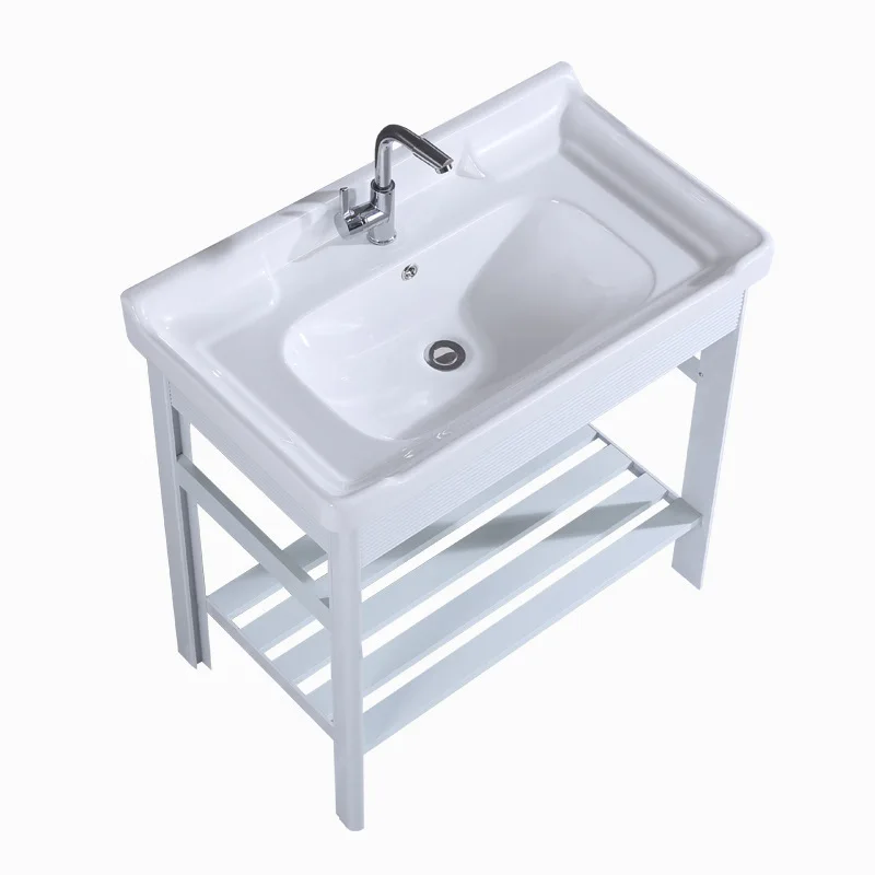 

Space aluminum bathroom cabinet basin semi-embedded ceramic hand washbasin with bracket balcony washbasin