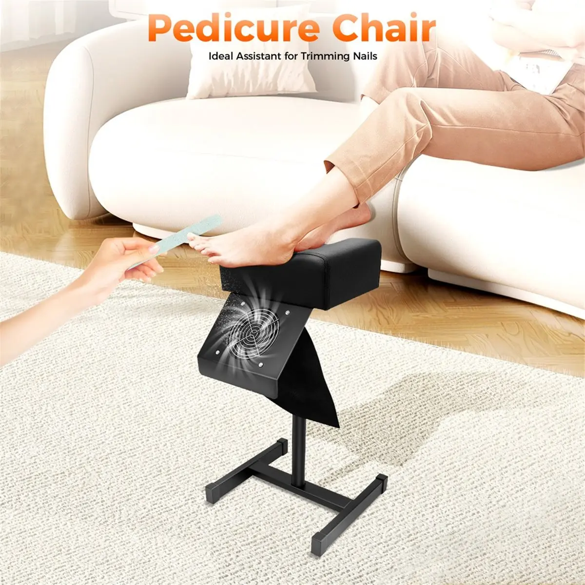 Professional Pedicure Stool Height Adjustable Manicure Chair Beauty Salon Spa Lift Stool Footrest Bench A EU Plug