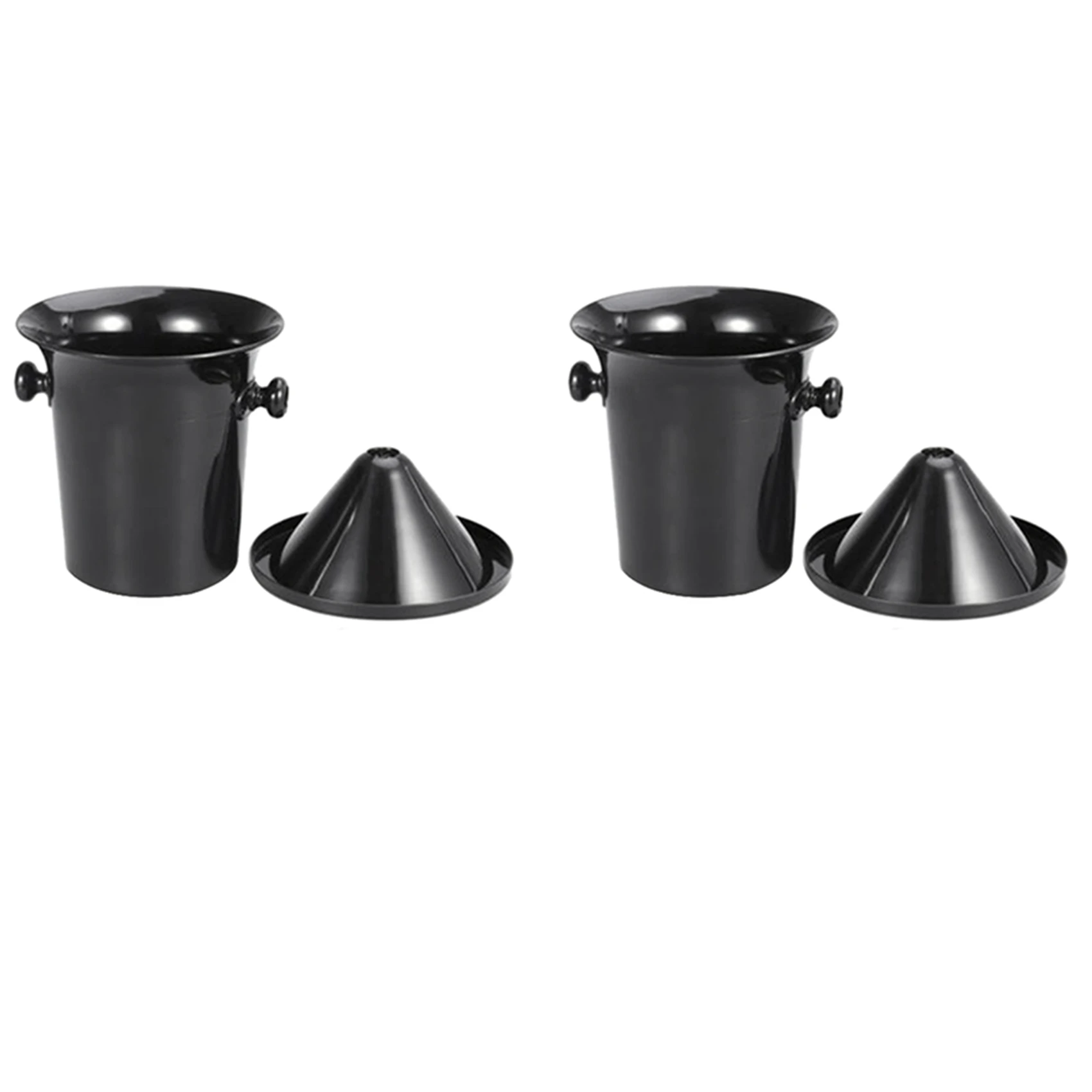 2X Wine Dump Black Plastic Wine Spittoon - Standard Size with Black Funnel Champagne Bucket