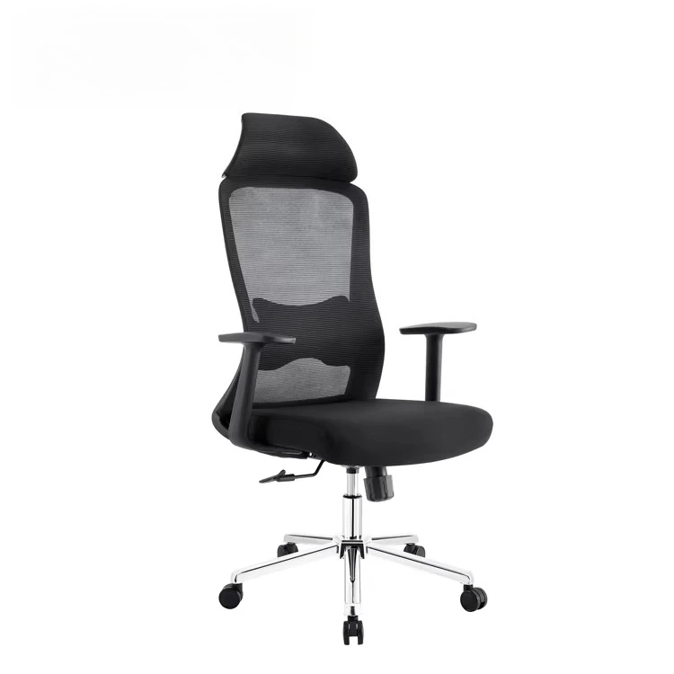 Ergonomic Swivel Staff Chair High Back Office Mesh Chair Adjustable Headrest PU Modern Contemporary Aluminum Base
