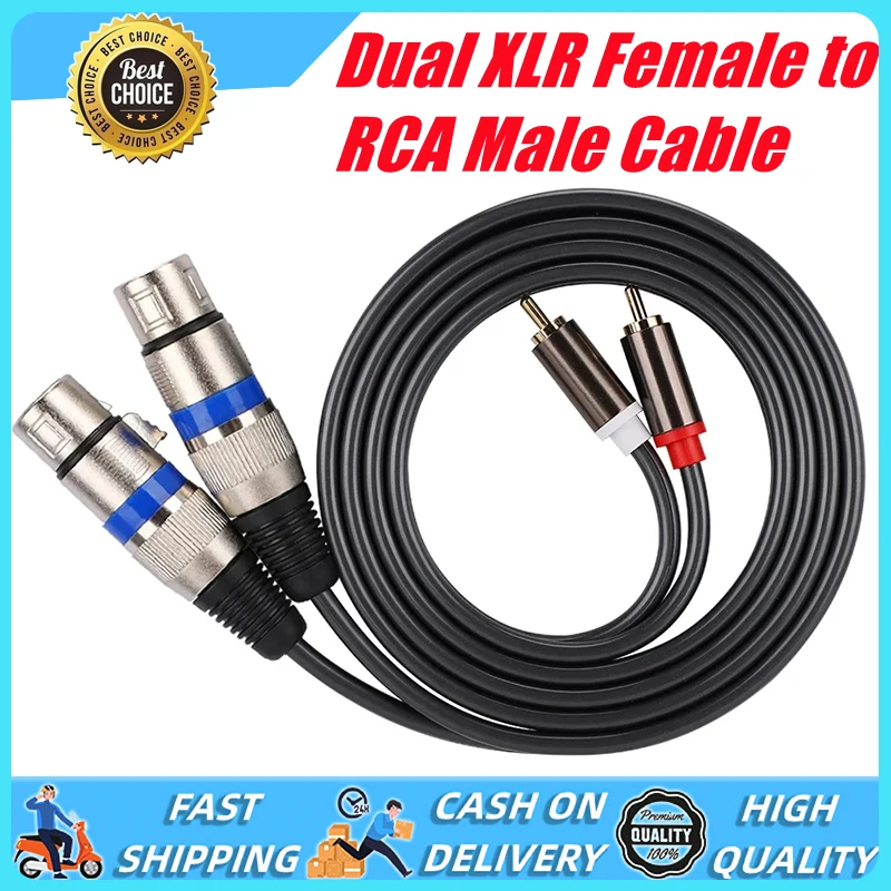 1.5m 2 XLR To 2 RCA Dual XLR Female to Dual RCA Male Audio Signal Patch Cable HIFI Extension for Microphone Mix