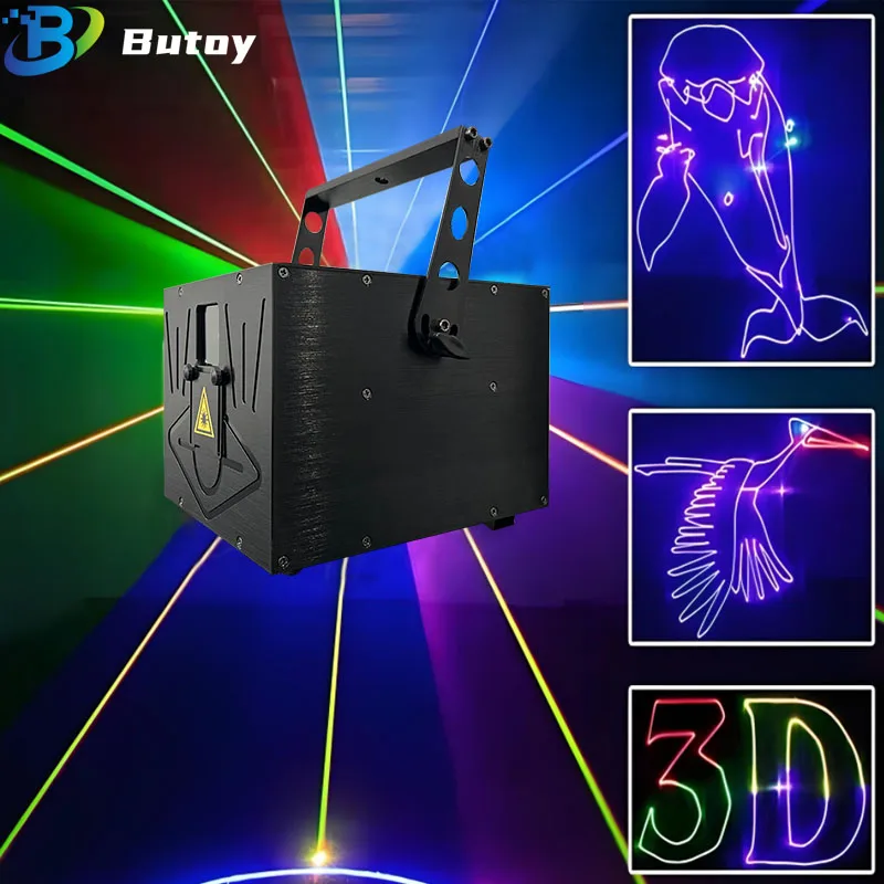 

10W 3D Animation Laser Projector Lights Scanner DMX512 RGB Full-color Stage Lighting Effect For DJ Disco Party Nightclub Concert