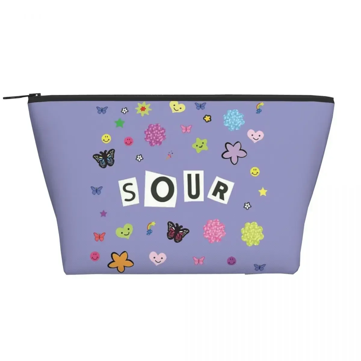 Sour Title + Stickers Poster Makeup Bag for Women Cosmetic Bags Travel Toiletry Storage Pouch Organizer Dopp Kit Box