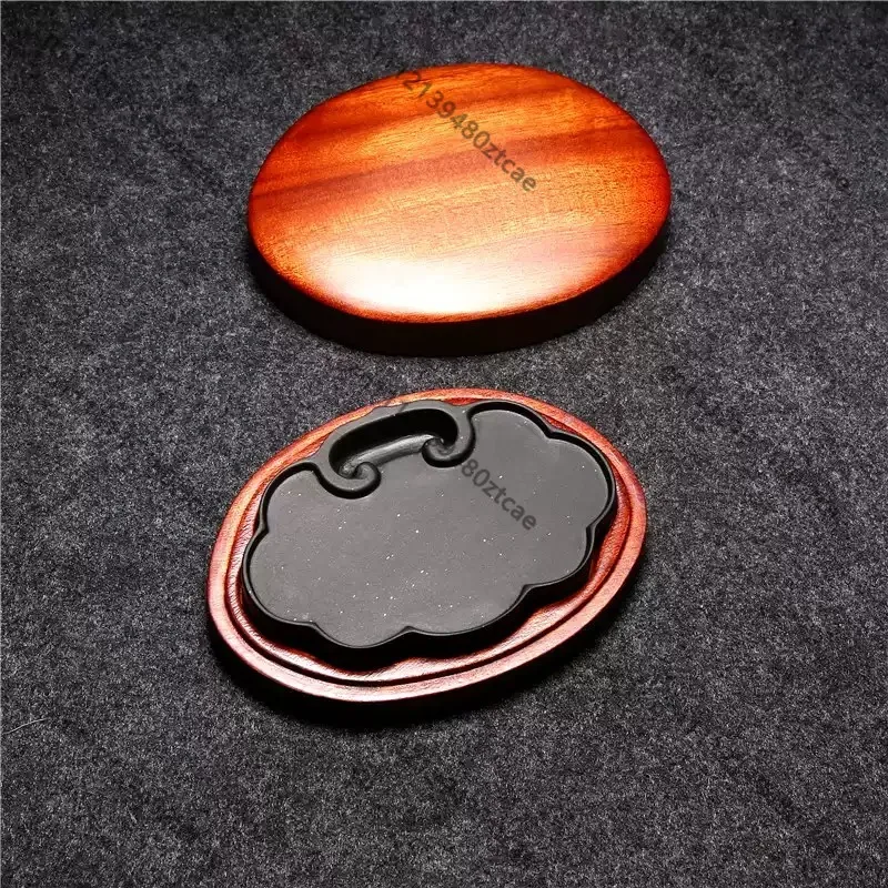Golden Star She Inkstone Ruyi Shape Natural Raw Stone Ink Slab Chinese Calligraphy Painting Writing Ink Stone for Regular Small