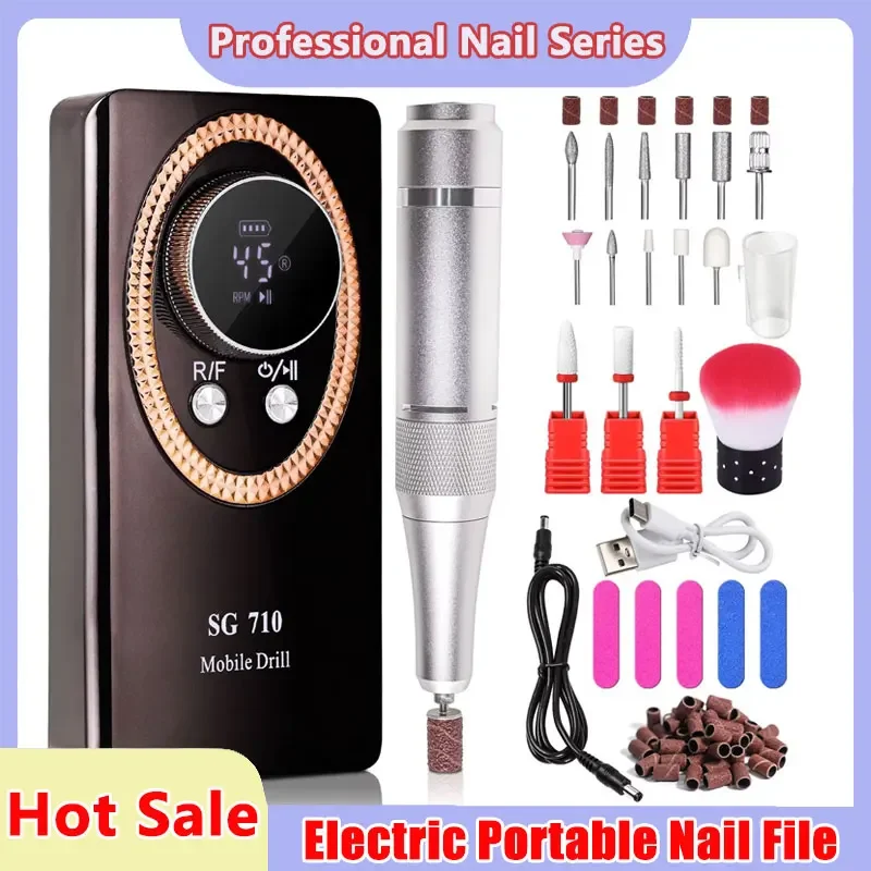 45000 دورة في الدقيقة مسمار الحفر آلة قابلة للشحن مانيكير القاطع مع شاشة الكريستال السائل المحمولة الكهربائية ملف الأظافر مسمار التدريبات للأكريليك #1